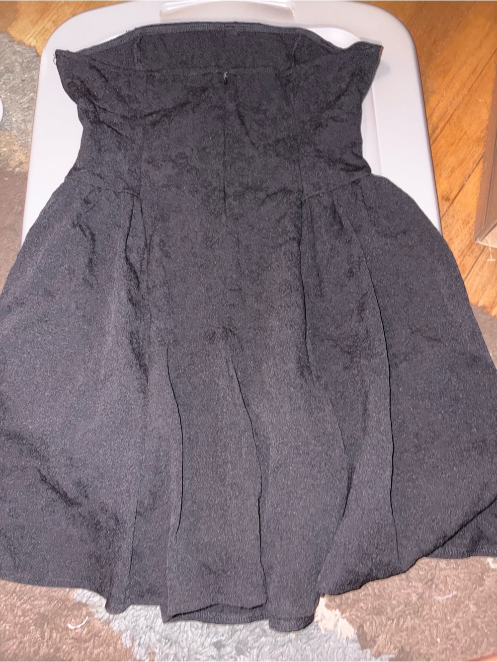 SHEIN Black Strapless Textured A-Line Dress